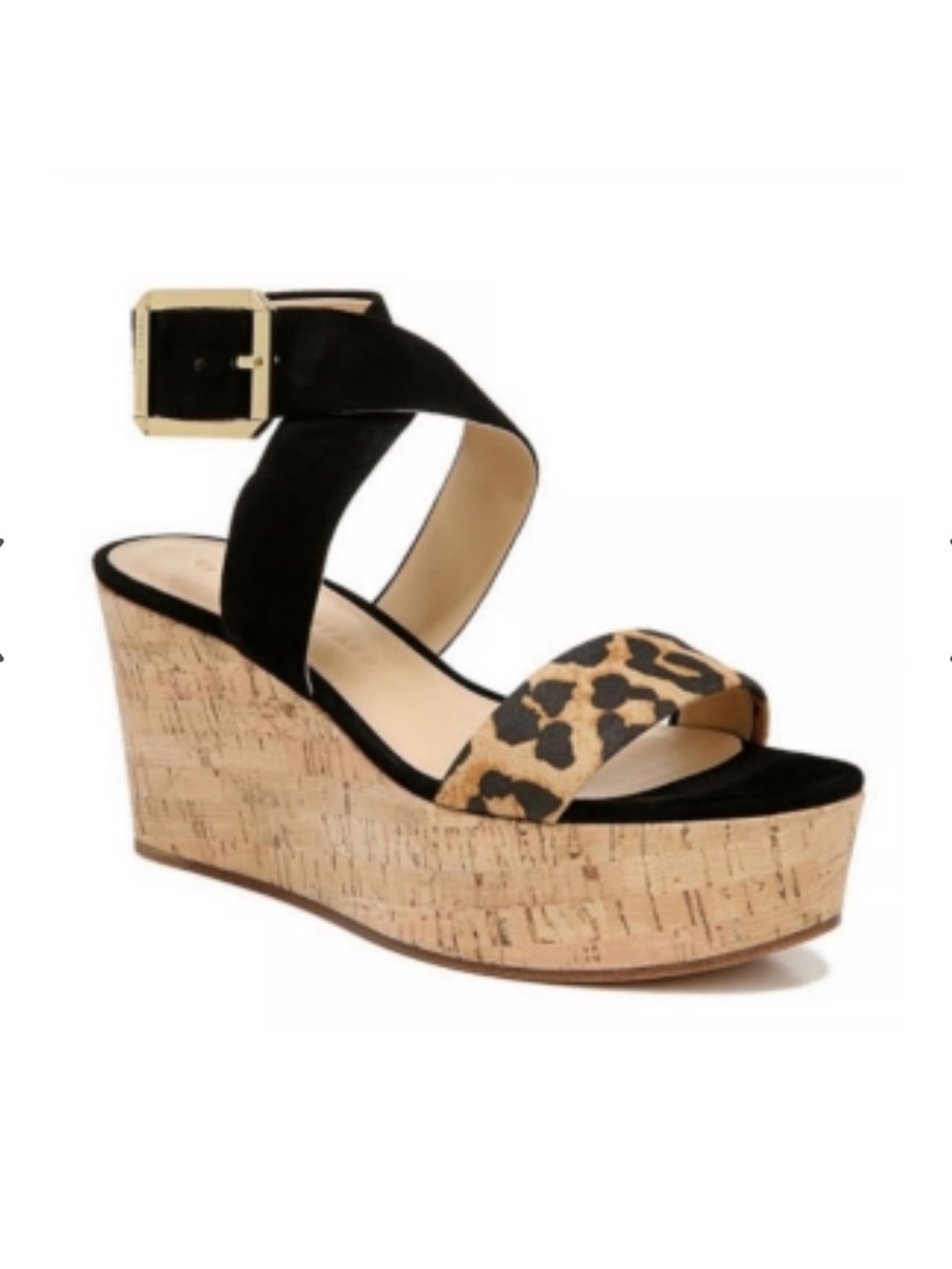 Veronica Beard Hurley Cross Ankle-Strap Sandal Leopard Cork Wedge Platform | 7.5